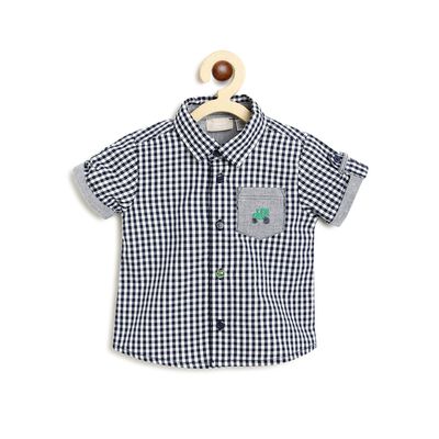 Boys White & Blue Short Sleeve Woven Shirt